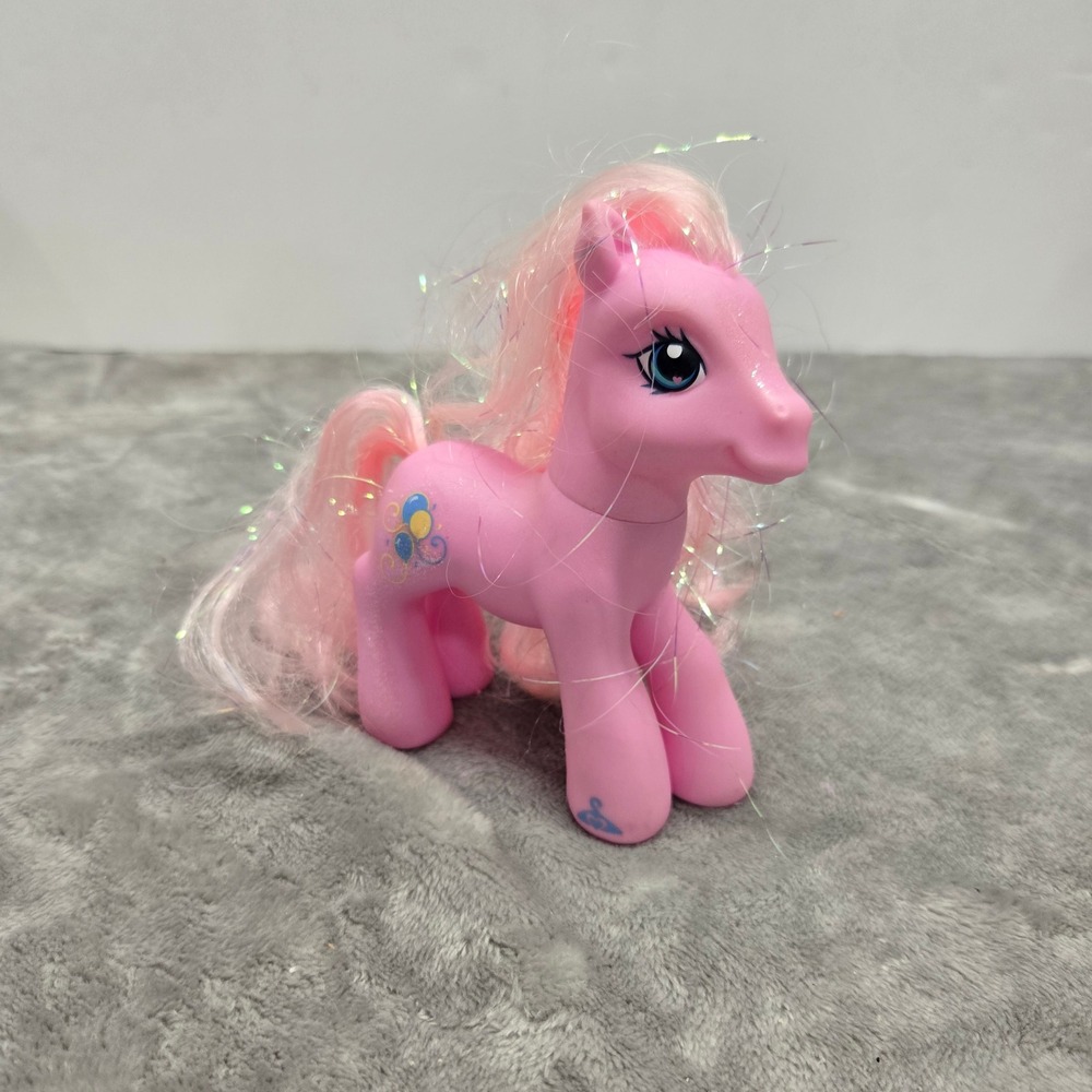 My Little Pony G3 Pinkie Pie 2007 Hasbro Pink Tinsel Hair Balloon Cutie Mark Toy